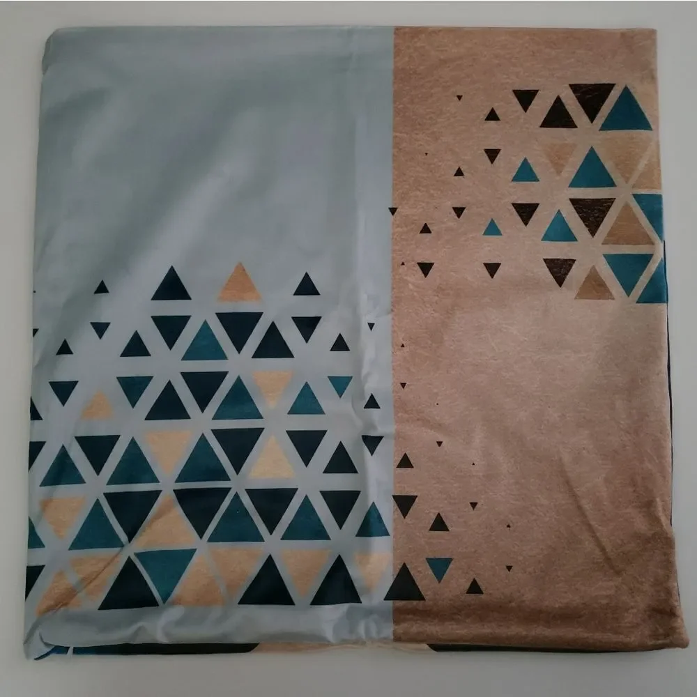 Pack of 2 Velvet Accent Pillow Covers - Blue/Gold Geometric - 18x18
